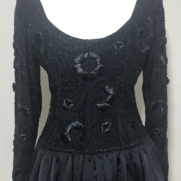 Jeet Vintage Black Drop Waist 100% Silk Handmade Dress Saks Fifth Avenue - Picture 7 of 9